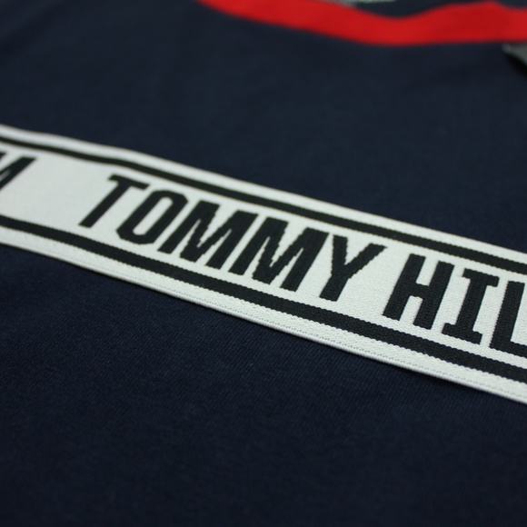 TOMMY HILFIGER Denim Accent Strap Stripe Tee Blue - Picture 5 of 6